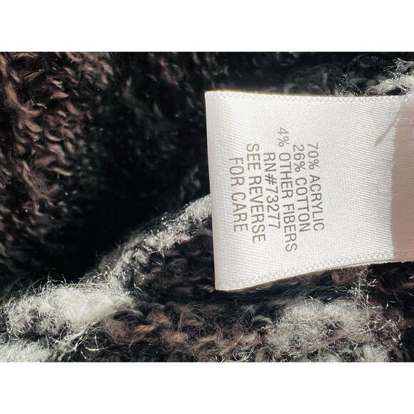 VERA WANG Gray Chunky Sweater Sz XL Cable Knit Long Sleeve Hi-Low Mixed Pattern - Picture 8 of 8